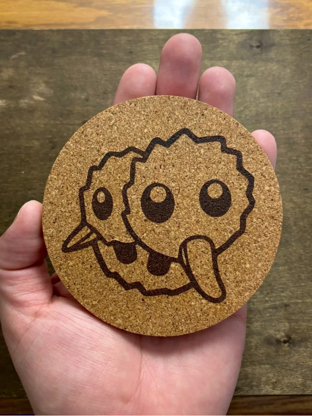 Pokemon Doduo Face Laser Engraved Cork Coaster